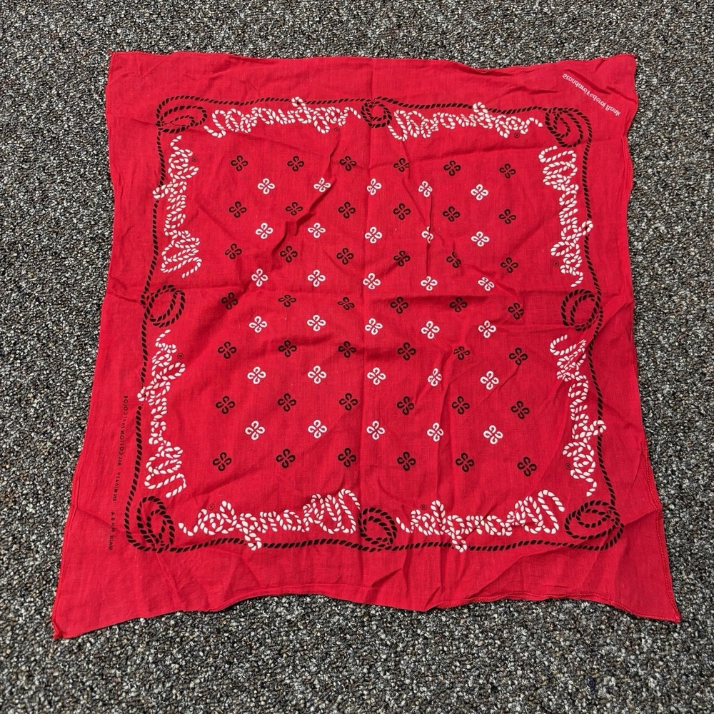 True Vintage Wrangler Bandana Red Western 1970s Rare Cowboy Cotton Paisley Hank